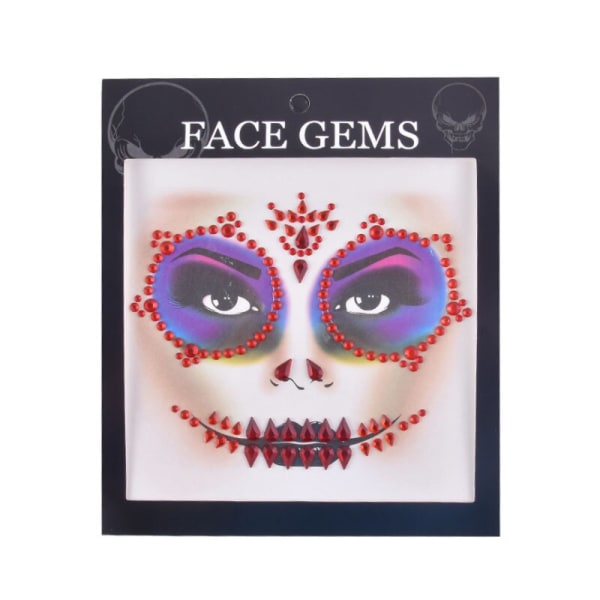 Halloween-ansiktsdekaler Spökskaleansikte med diamantdekoration 3D-klistermärke med sexigt ansikte Bal Holiday Party Ansiktsdekoration 06