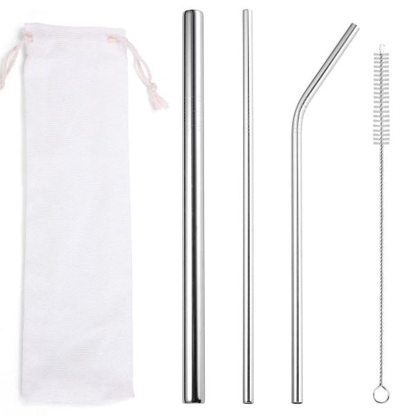 Populärt Bordsservis Livsmedelsgodkänd Miljöskydd Rostfritt Stål Sugrör Drick Mjölk Te Metall Sugrör 3 Set Rose 3 straw 1 brush/light bag