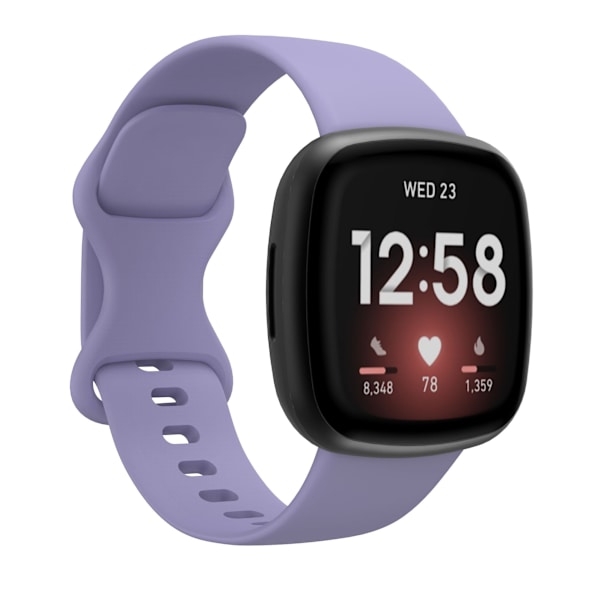 Blød silikone urrem, erstatningsarmbånd til Fitbit Versa 3/Fitbit Sense urrem Light Purple L
