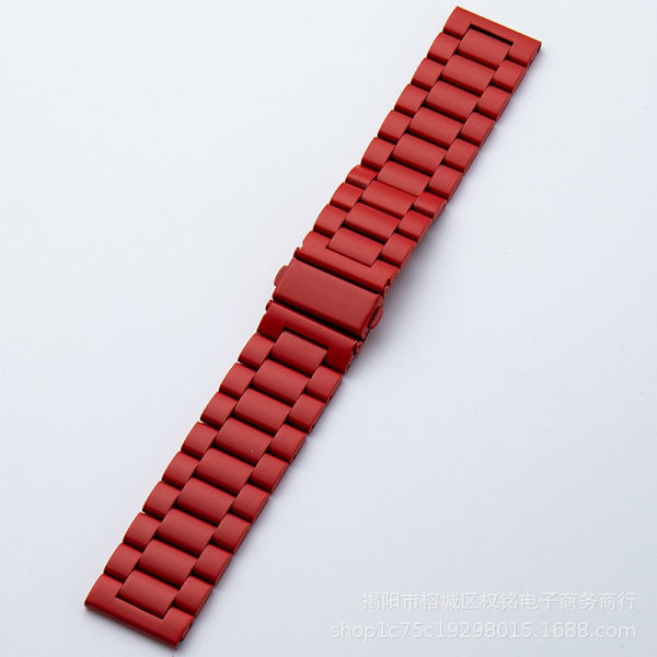 Kellon ranneke Apple Watch iWatchille 42-44-45-49mm kolmirivinen teräsranneke - punainen