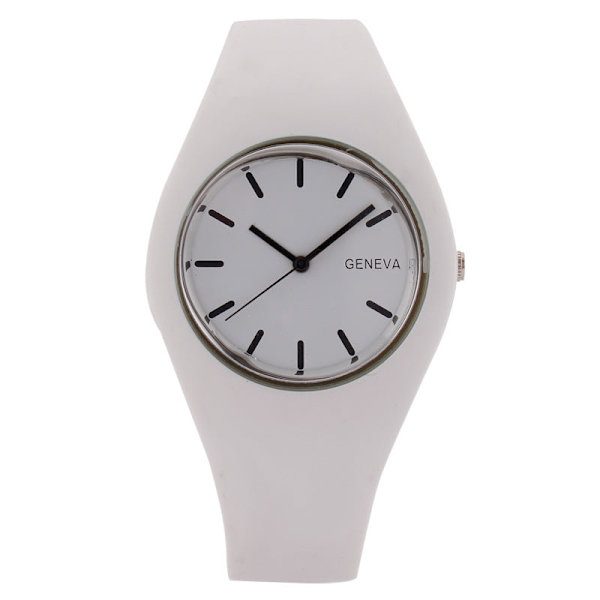 Fashion Fashion Candy Koreansk Quartz Klocka Silikonarmband Damklocka White