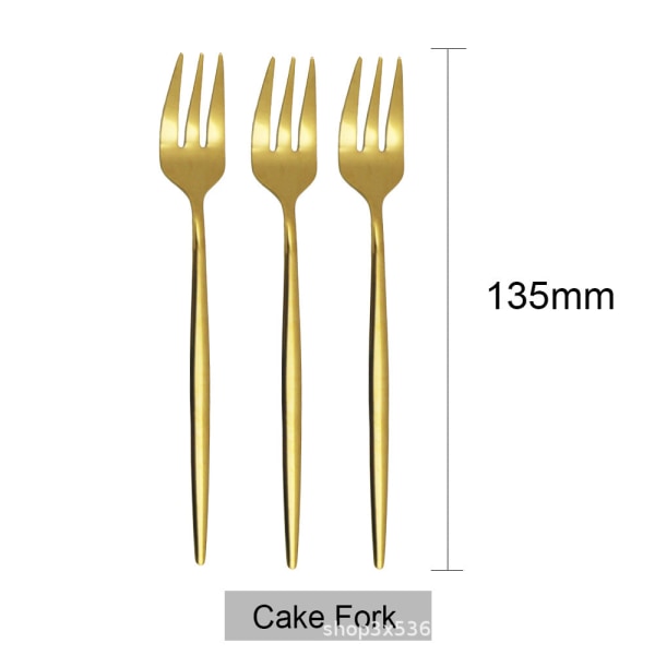 Portugisisk rustfritt stål liten gaffel Western Daily Refreshments kakegaffel servise Western ensfarget speil tre tenner fruktgaffel Gold