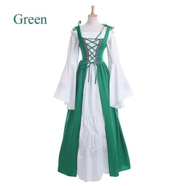 Medeltida punkklänning Cosplay Halloween kostymer Kvinnor Palace Karnevalsfest Förklädnad Prinsessa Kvinna Viktoriansk Vestido Robe Green XXL