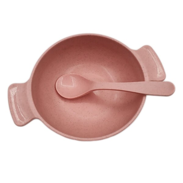 Vauvan ruokailuastiasetti Ympäristöystävällinen vehnäolki vauvan lautanen lasten astiat ruokailuvälineet lasten kuumuutta kestävä harjoituskulho + lusikka Beige Set