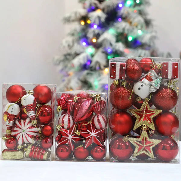 Julekuler Rød Polkagris Hengende Ornament Store Anheng Sett Julepynt Til Hjemmet 2024 Natal Navidad Nyttår Red-29pcs