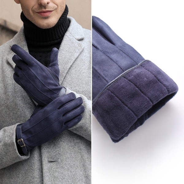Herre Høst Vinter Semsket Pluss Fløyel Hold Varm Berøringsskjerm Utendørs Sport Hansker Mote Solid Elastisitet Kjøre Sykling 315-grey One Size
