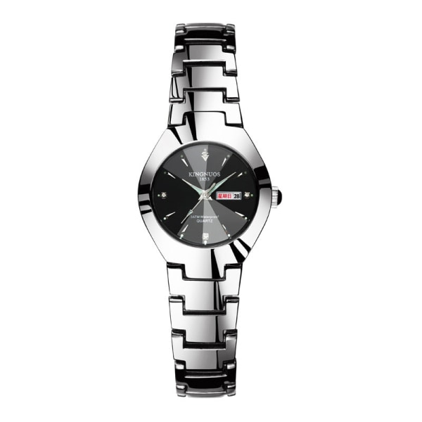 Automatisk Quartz Ikke-Mekanisk Wolfram Stål Farve Stålbånd Parur Lysende Kalender Herre og Dame Vandtæt Studenterur Black with blue face for men