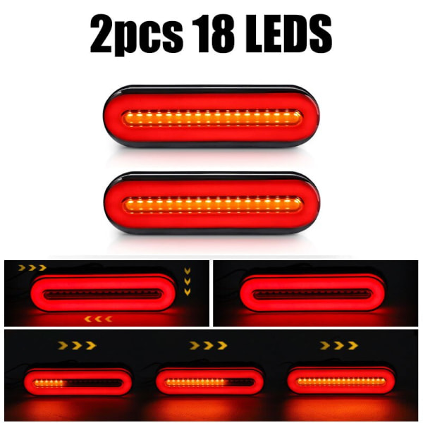 18 LED Bakljus 3 i 1 LED Bromsljus Varningslampa Backlampa Dynamisk Blinkers Signallampa För Bil Lastbil Släpvagn Traktor ATV RV Overseas 2pcs 36 LED Light
