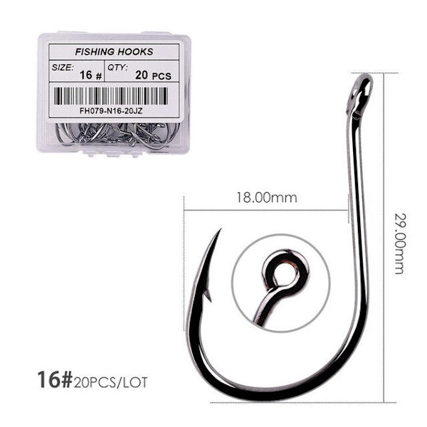 Fishhook 50 st / 20 st / Ask Cirkelkrok Karp Öglad Fiskekrok Storlek 2-22# Ringöga Japan Fiskekrokar Enkel Jigg Fiskekrok Fiskeutrustning Size 16 - 20pc