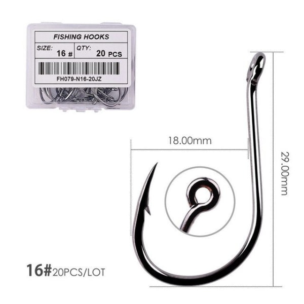 Fishhook 50 stk / 20 stk / Eske Sirkel Karp Øye Fiskekrok Størrelse 2-22# Ringøye Japan Fiskekroker Fiskekroker Enkel Jigg Fiskekrok Utstyr Size 16 - 20pc