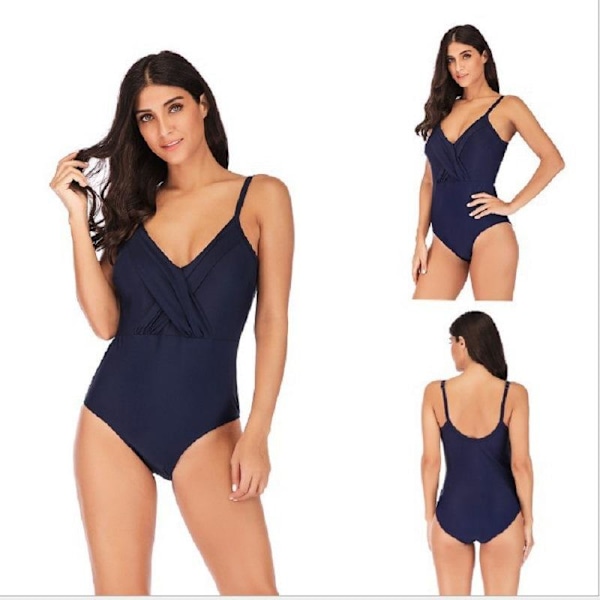 Tyttöjen uimapuku plus-koko bikini naisten yksivärinen risti yksiosainen ohut ja hengittävä uima-asu Black XL