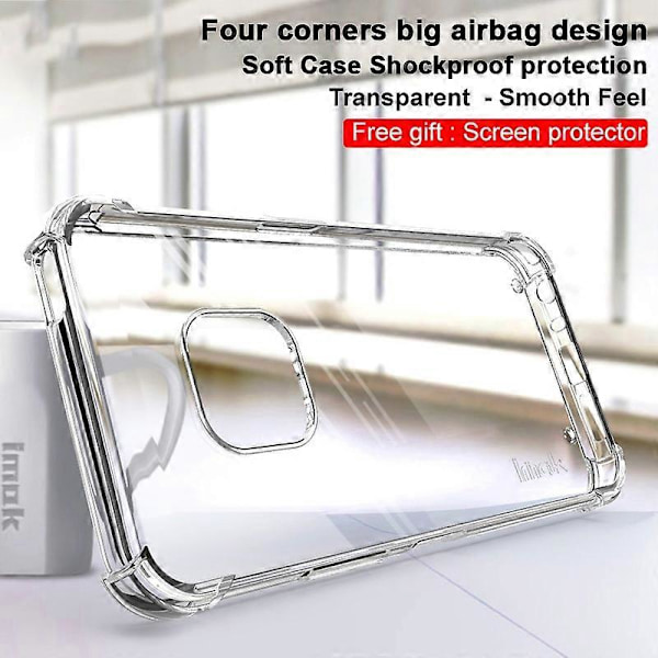 For Nokia XR20 IMAK All-inclusive Støtsikker Airbag TPU-deksel med skjermbeskytter Transparent