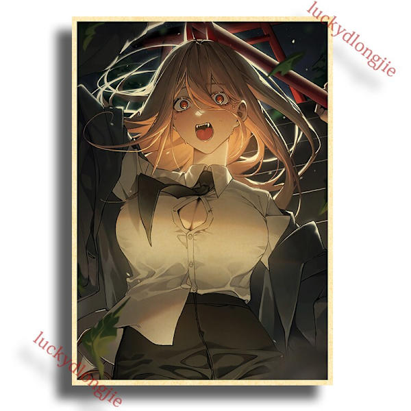 Chainsaw Man Anime Affisch Retro Kraftpapper Vintage Heminredning Målning Vardagsrumsbild Gåva Väggdekaler Caféinredning Konst Vägg 42X30cm(A3) 25