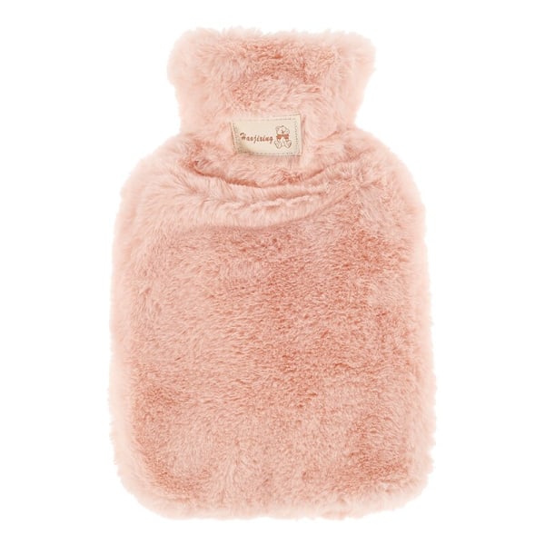 800/1800ml Plysch Fuskpäls Handvärmare Vinter Varmvattenflaskor Ren Naturgummi Mysigt Grått Överdrag Rygg Nacke Midja Hand Säng Varm Pink 1800 ML