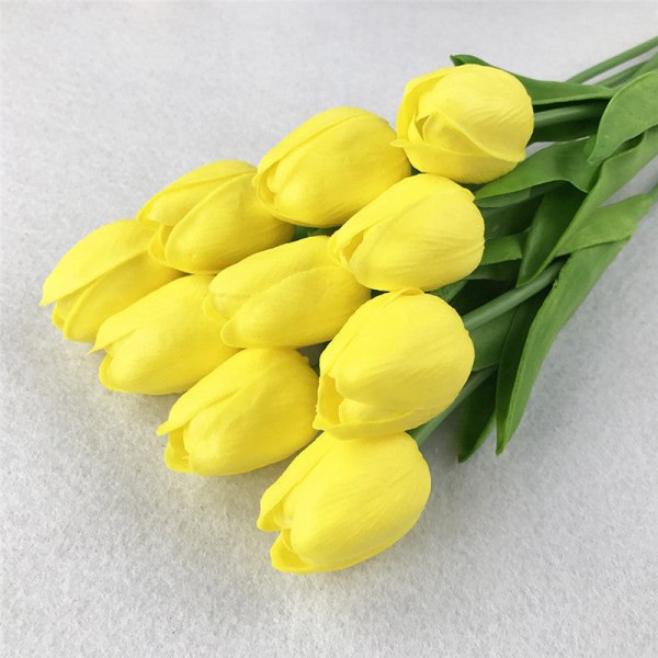 10 stk. kunstige blomster hagetulipaner ekte berøringsblomster tulipanbukett dekor Mariage for hjemmebryllupsdekorasjoner falsk blomst K-Wine red tulip