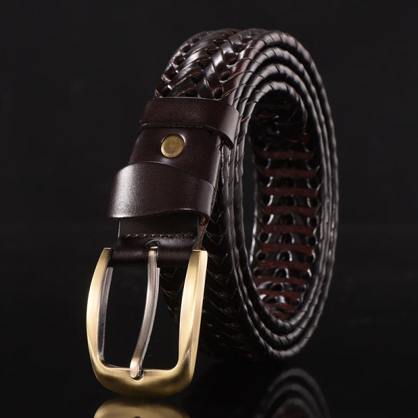 Herre Læderbælte Håndvævet Koreansk Casual Alsidig Simpel Trendy Buksebælte Style A (narrow black) 110cm