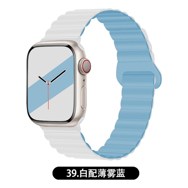 Klockarmband för Apple Watch iWatch för 1-9 generationerna 38/40/41mm 37 vit med dimblå