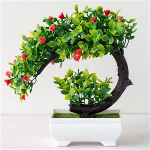 Uudet keinotekoiset kasvit Mänty Bonsai Pieni puu Ruukkukasvit Tekokukat Ruukku koristeet kodin sisustukseen Hotellin puutarhakoriste Style4-M