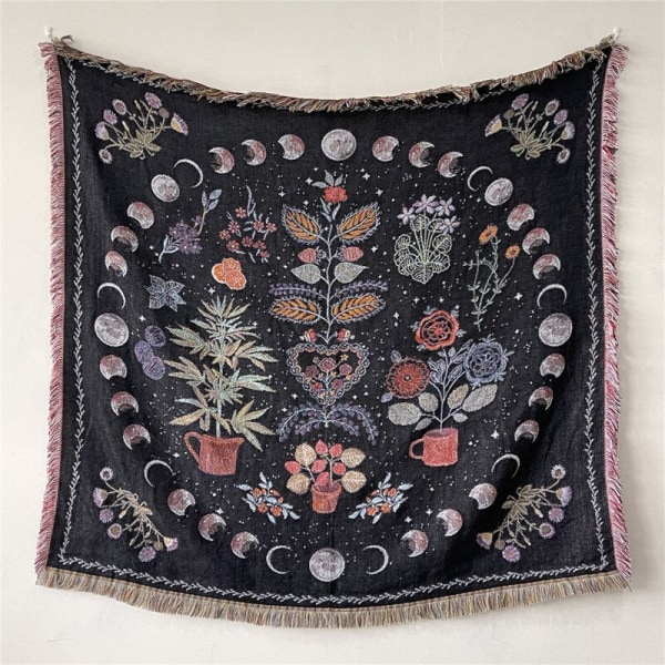Boho Sofffilt Stickad Bomull Sofföverdrag Demonöga Viktad Tapet Bohemisk Tofs Boho Väggdeko Picknickfilt Filtar J 130x160cm