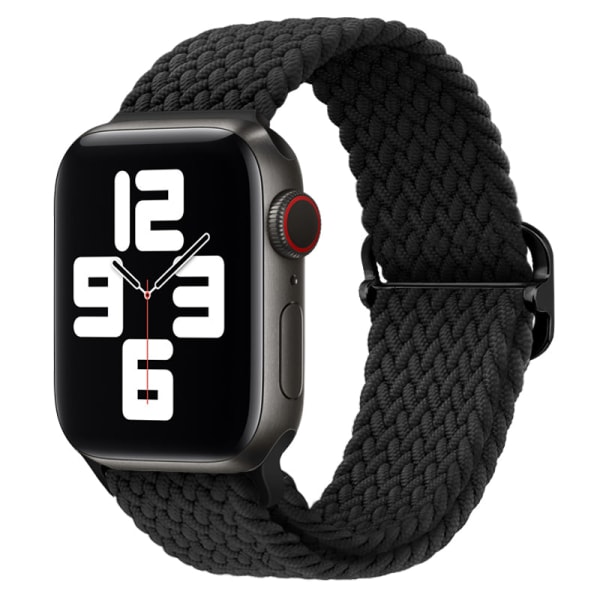 Flätad solo-öglerem För Apple Watch -band 44mm 40mm Series 7 6 54SE Justerbar elastisk nylon för iwatch 3 42mm 38mm Armband Blueberry For 38mm-40mm-41mm