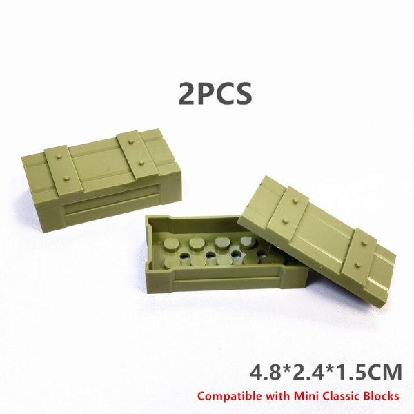 MOC Military Container Blocks Bricks Box for Boys WW2 War Base Technical Building Bricks Creative DIY Juguete Bloques Brinquedos 2weaponbox-green