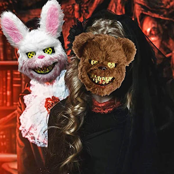 Kanin Björn Cosplay Mask Högtidsfest Läskig Huvudbonad Karneval Kostym Huvudbonader Rekvisita Handgjorda Dans Halloween Skräckmasker Rabbit