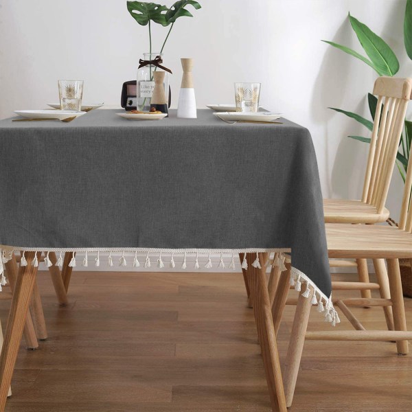 Bordsduk Linne-liknande Vattentät Rektangulär för Hushållsmatbord UTR20019 Gray 140cm*220cm