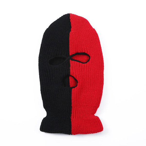 Syksyn ja talven uusi lämmin kolmen reiän kaksivärinen neulottu hattu, miesten ja naisten tukkumyynti, Internet-julkkis CSGO-hattu, niskasuoja, pyöräilylakki Dark blue & red