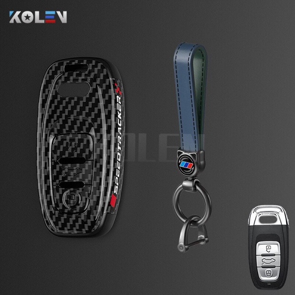 ABS Kolfiberstil Bilnyckelfodral Skal Fob För A3 A4 A5 C5 C6 8P 8L B6 B7 B8 Q3 Q5 Q7 A6 A7 4M 8S B9 A8 Q8 C8 TT B set 3