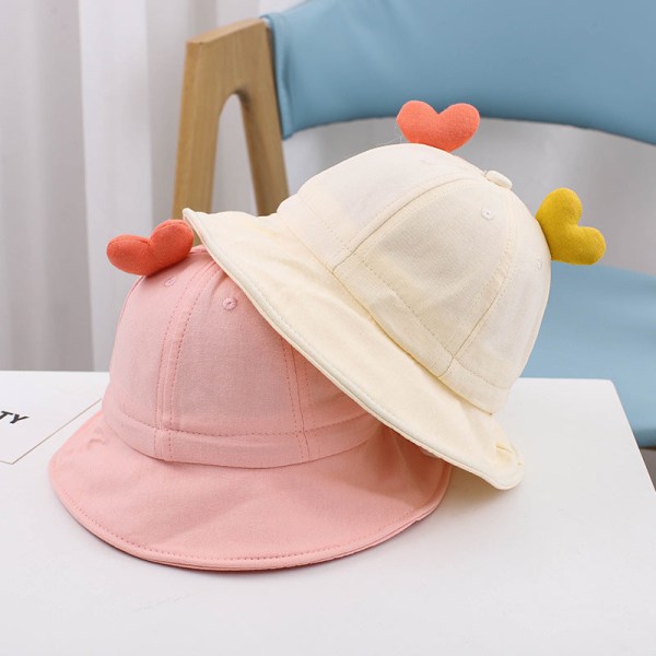 1-3 År Gammel Sød Kærlighed Drenge og Piger Spand Hat Baby Hat Børn Baby Solhat Orange 48-50cm (1-3 years old)