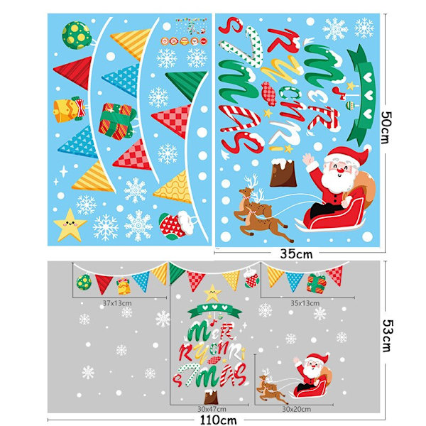 God Jul Fönsterdekaler Jultomte Julgran Väggdekaler God Jul För Hemmet Nyår 2023 Dekal Noel style D
