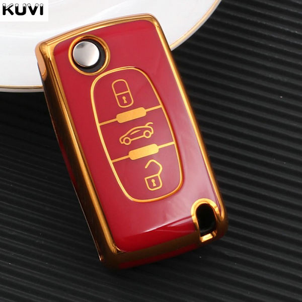 Nytt TPU Bilnyckelfodral Skydd För Peugeot 107 206 207 307 308 406 För Citroen Xsara Picasso C2 C3 C4 C5 C6 C8 Väska 3 button Black