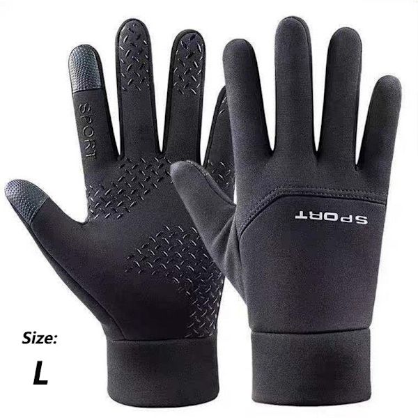 Nya Vinterhandskar Motorcykel Skidhandskar Klätterhandskar Utomhus Cykling Vattentäta Anti-halk Plysch Tjocka Varma Vantar Handskar För Män L-black 19-23cm
