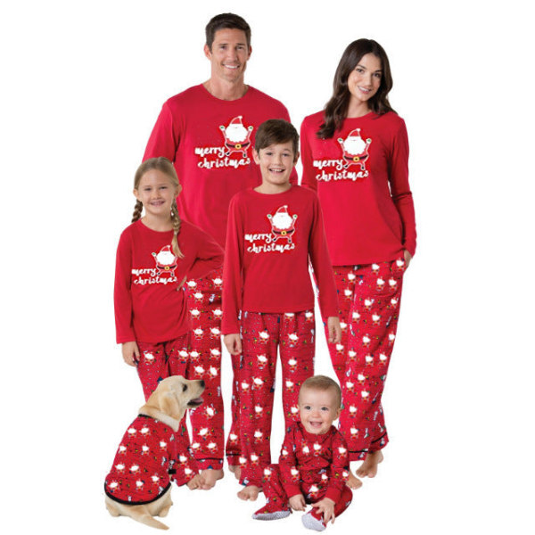 Julepysjamas Matchende Familiepysjamaser Rød Foreldre-Barn Trykk Hjemmeklær Snowman 大人男M