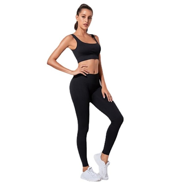 Joogasetti Naisten treenivaatteet Fitness-vaatteet Pitkähihainen jooga-asu Black G M