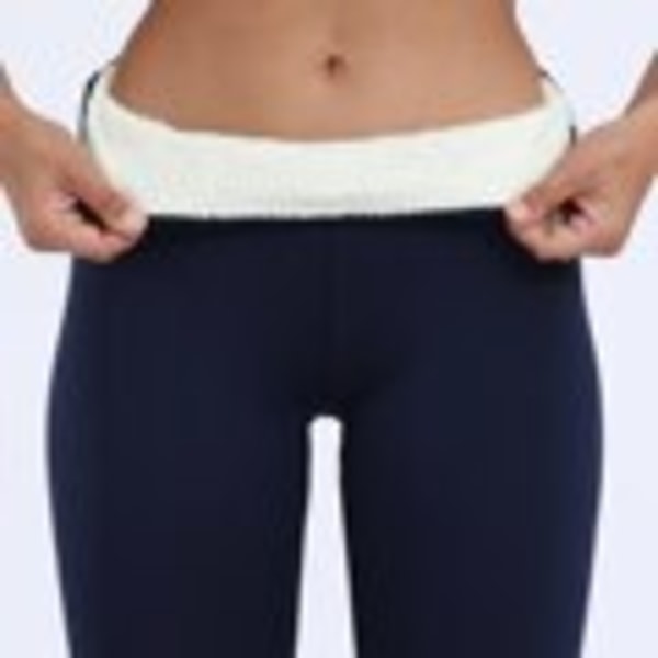 Dambyxor Varm vinter Tjock sammetslegging Svarta leggings med hög midja Kompression Tjocka lammullsbyxor Kallbeständiga byxor Navy XL