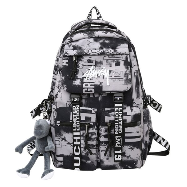 Skolväska mode skolryggsäck för tonårspojkar cool vattentät lättvikts rese-ryggsäck högskola stor bokväska Grey Backpacks