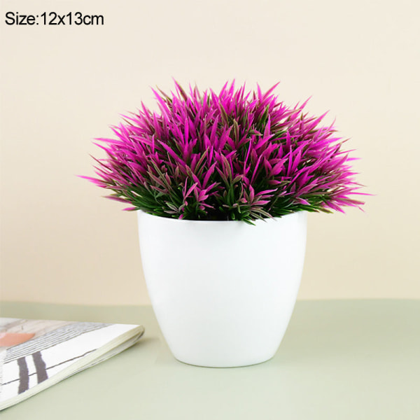 Kunstige planter i potte Grønn Bonsai Lite tre Gressplanter Potte Ornament Falske blomster for hjem hage dekorasjon Bryllupsfest H