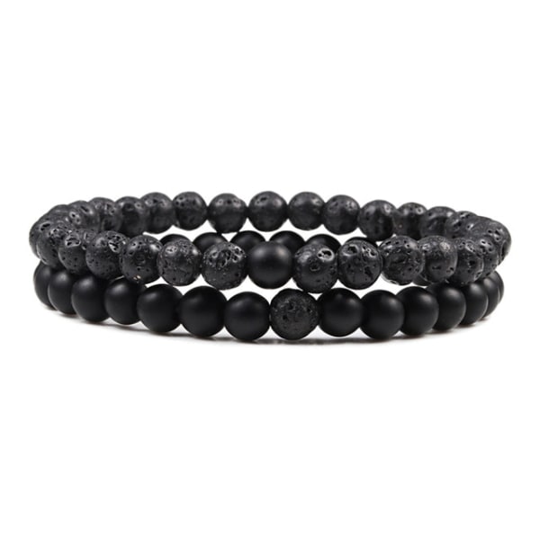 Avståndsarmband för par med pärlor Klassiska Svarta Matta Gröna Malakitarmband Lämpliga Kvinnor Män Yoga Elastiska Smycken Malachite Set A