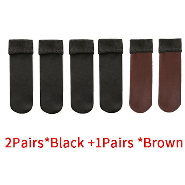 3 Par/Lot Dam Vinter Varma Tjocka Termiska Strumpor Ull Kashmir Snö Sömlösa Strumpor Sammet Mjuka Stövlar Golv Sovstrumpor 2black1brown Size35-40