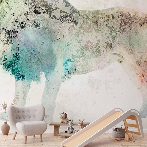 Väggmålning - Djurens konung - lejon på en solid texturerad bakgrund med färgad accent 100x70 cm 100x70 cm