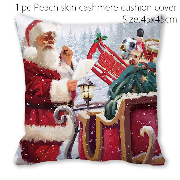 Jultomten Jul Dörrmatta Kuddfodral Juldekorationer för Hemmet 2023 Navidad Ornament Julgransprydnader Nyårspresenter Pillowcase - 015