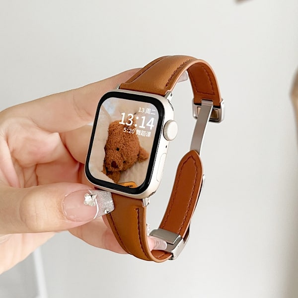Kellon ranneke Apple Watch iWatchille Series 10 42mm Pieni vyötärö magneettisolki - business ruskea