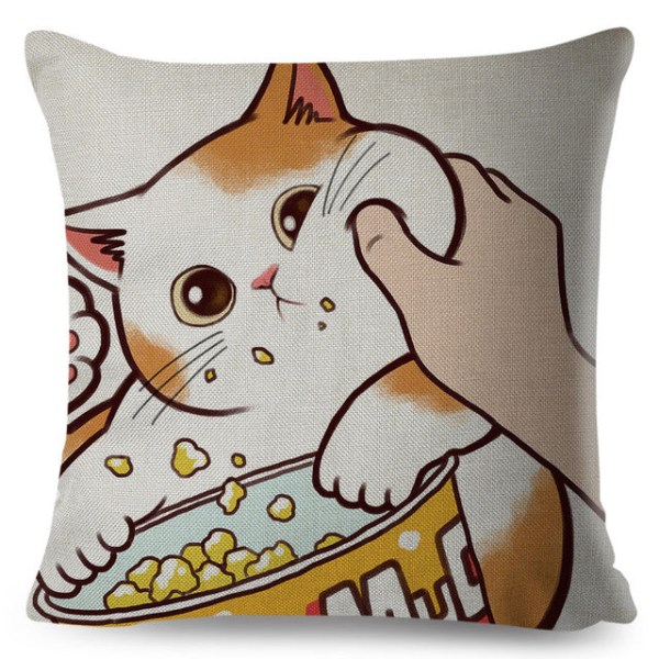 Roliga Kärlek Kyss Söta Katt Kuddfodral för Soffa Hem Bil Kuddfodral Dekor Tecknad Kudde 45x45cm 450mm*450mm 12