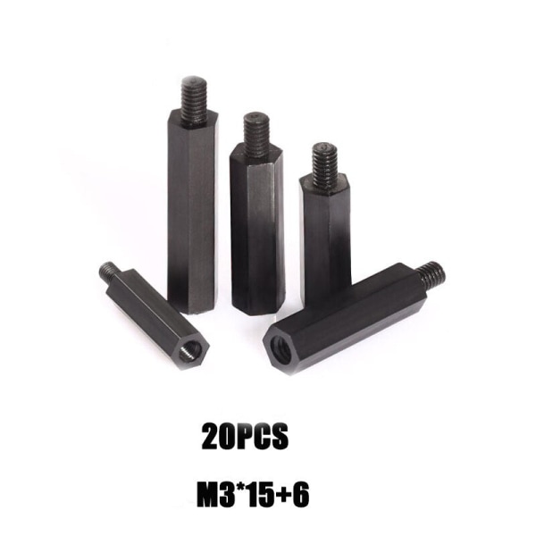 20/180 stk. M3 Hun Han Hex Sekskantet Søjle Nylon Afstandsstykke Kolonne Til PCB Bundkort Plastik Afstands Phillips Skruer 180pcs black