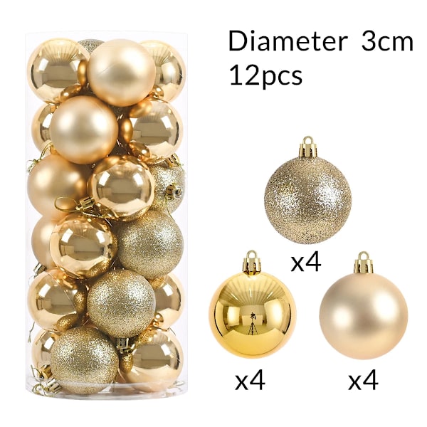 12 st Krossäkra Mini Julkulor Julgransprydnader Små Hängande Pläteringskulor Julhelg Partydekorationer Red 12pcs Diameter 3cm