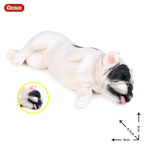 Oenux Dejlige Fransk Bulldog Dyr Sød Hvalp Sovende Dovne Hund Actionfigurer Model Figur PVC Boligindretning Uddannelseslegetøj without box16