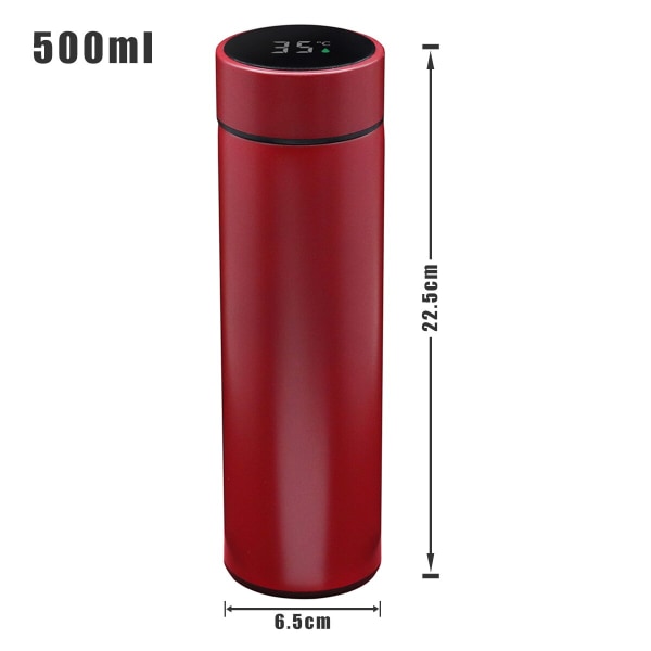 500ml intelligent vattenflaskkylare rostfritt stål termos Kaffeflaska Temperaturdisplay Läcksäker sportvakuumflaskor 500mL Black