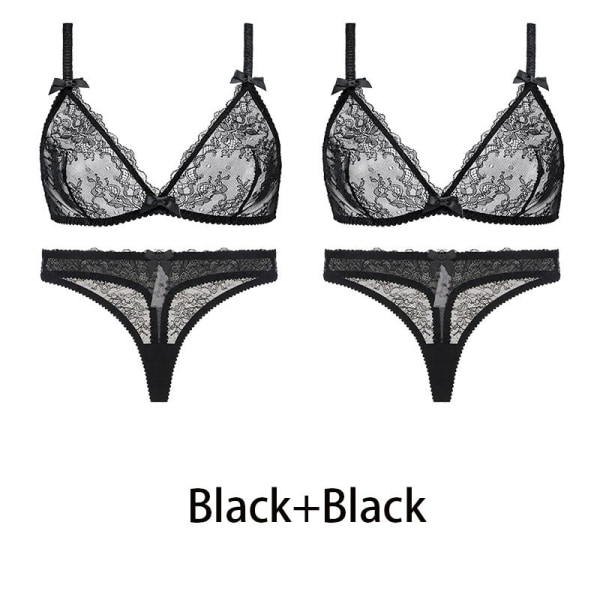 Varsbaby Sexig Transparent Underkläder BH Set 2st Black M