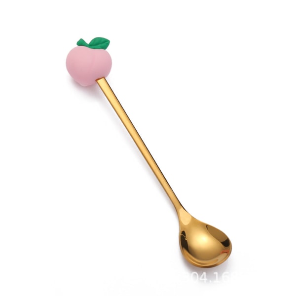 Hedelmähaarukka Söpö Lasten Astiasto Vesimeloni Lusikka Nukkekakku Jälkiruokahaarukka Ruostumaton Teräs Kahvilusikka Peach Golden Fork